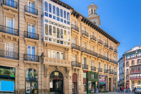 Street in Pamplona city center, Navarre, Spainの写真素材