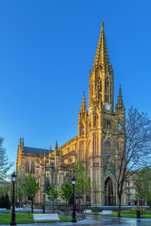 Cathedral of the Good Shepherd located in the city of San Sebastian, Basque Country, Spainの写真素材