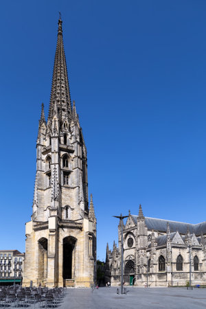 Bell tower of Basilica of St. Michael, Bordeaux, Franceの写真素材