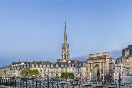 View of Bourgogne gate in Bordeaux, Franceの写真素材