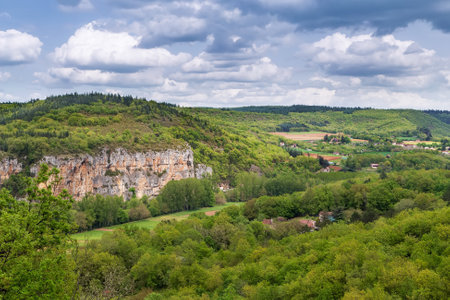Landscape with Valley of Lot river, Franceの写真素材