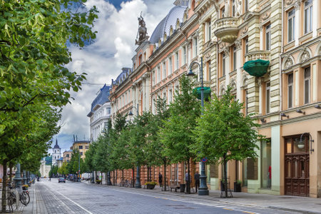 Gediminas Avenue is the main street of Vilnius, Lithuaniaの写真素材