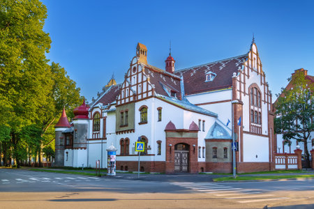 Historical house in Parnu city center, Estoniaの写真素材
