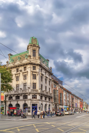 Street in Dublin city cnter, Irelandの写真素材