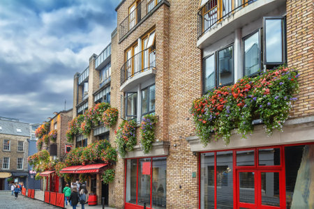 Temple Bar street in Dublin city center, Irelandの写真素材