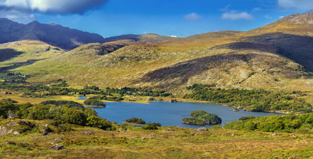 Landscape from Ladies View is a scenic viewpoint on the Ring of Kerry tourist route. Irelandの写真素材