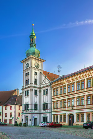Loket town hall on main square, Czech republicの写真素材