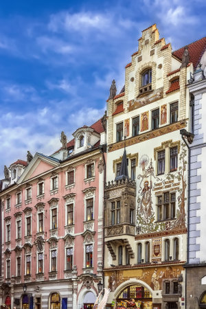 Historical houses on Prague Old Town Square, Czech Republicの写真素材