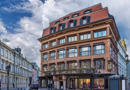 House of the Black Madonna in Prague old town, Czech Republicの写真素材