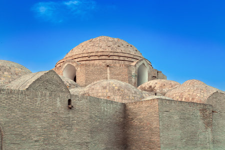 Toqi Telpak Furushon is a bazaar located in Bukhara historical center, Uzbekistanの写真素材