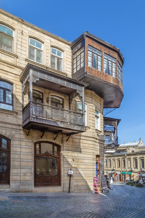 Street in Old City is the historical core of Baku, Azerbaijanの写真素材