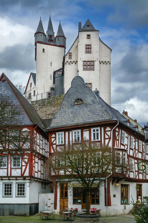View of Diez with castle on the hill, Germany