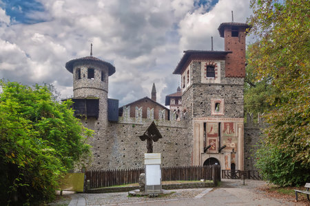 Borgo Medioevale in Valentino Park in Turin, Italyの写真素材