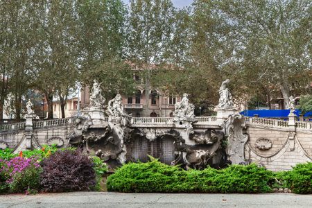 Fountain of the Twelve Months in Valentino park in Turin, Italyの写真素材