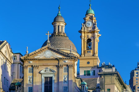 Church of Jesus and Saints Ambrose and Andrew in Genoa city center, Italyの写真素材