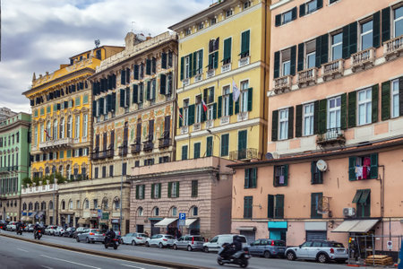 Street in Genoa near port, Italyの写真素材