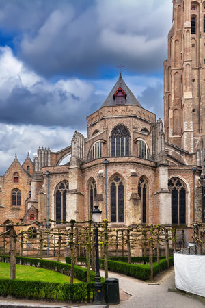 Church of Our Lady is a Roman Catholic church in Bruges, Belgium. View frrom apseの写真素材