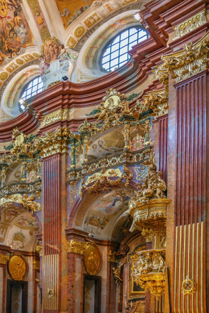 Interior of church in Melk Abbey, Austriaの写真素材