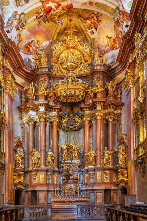 Interior of church in Melk Abbey, Austriaの写真素材