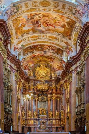 Interior of church in Melk Abbey, Austriaの写真素材