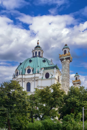 Karlskirche or St. Charles Church, Vienna, Austriaの写真素材