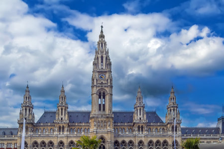 Wiener Rathaus is the city hall of Vienna, Austriaの写真素材