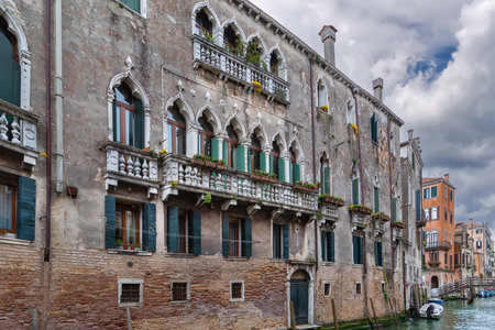 Cityscape with canal from Ponte de l'Aseo in Venice, Italyの写真素材