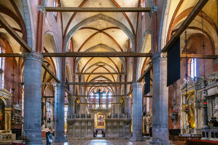 Basilica di Santa Maria Gloriosa dei Frari is a church located in the Campo dei Frari in Venice, Italy. Interiorの写真素材