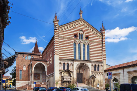 San Fermo Maggiore is a Romanesque and Gothic church in Verona, Italy. Facadeの写真素材