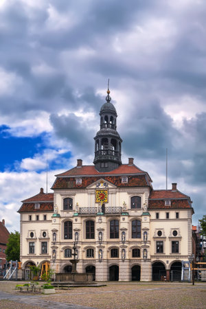 Facade of Luneburg Town Hall, Germanyの写真素材