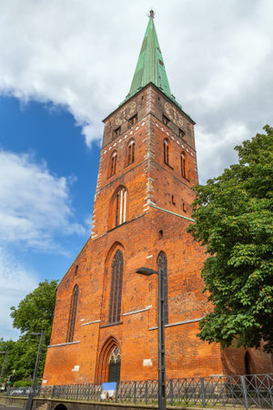 St. Jakobi is one of the five Evangelical Lutheran main parish churches in Lubeck's old town, Germanyの写真素材
