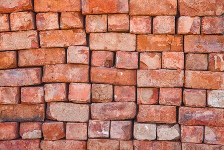 wall texture of old red brickの写真素材