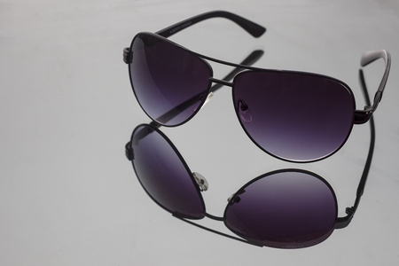 sunglasses on grey backgroundの写真素材