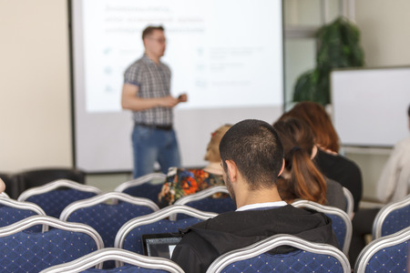 Speaker at business workshop and presentation. Audience at the conference room.の写真素材