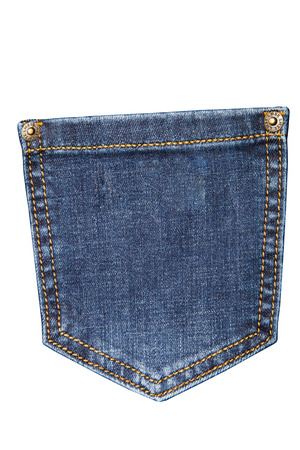 denim pants pocket isolated on white background, blue jeansの写真素材