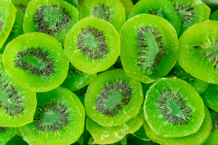 the texture of the candied slices of kiwiの写真素材