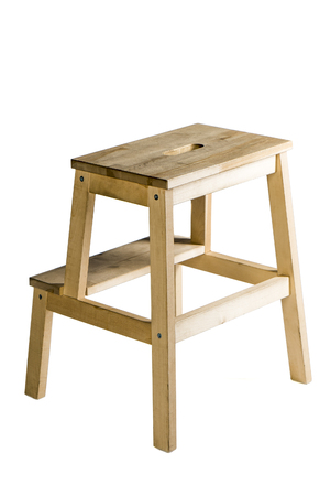 wooden stool on white background