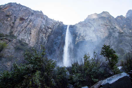 Mountain view in Yosemite Valley to the Bridalveil Falls.の写真素材