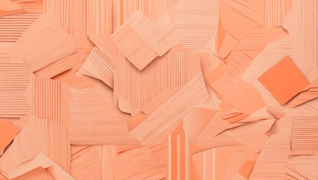 The texture is peach-colored from geometric stripes. Background of abstract chaotic stripesの素材
