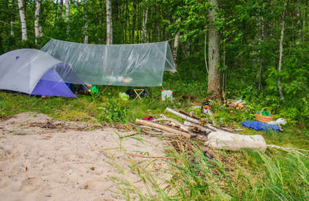 Tent hills in the forestの写真素材