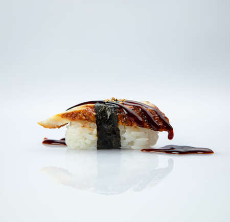 Top view sushi on white backgroundの写真素材