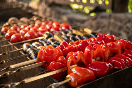 products are grilled for the banquetの写真素材