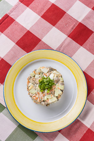 Salad with crab meat, cucumbernnaise and mayonnaiseの写真素材