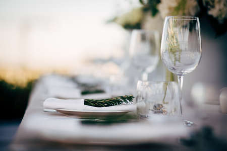 Luxury Table setting for party, Christmas, holidays and weddings.の写真素材