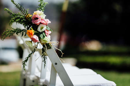 Luxury table settings for fine dining with and glassware, beautiful blurred  background. For events, weddings.の写真素材