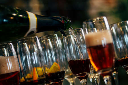 Luxury table settings for fine dining with and glassware, beautiful blurred  background. For events,...