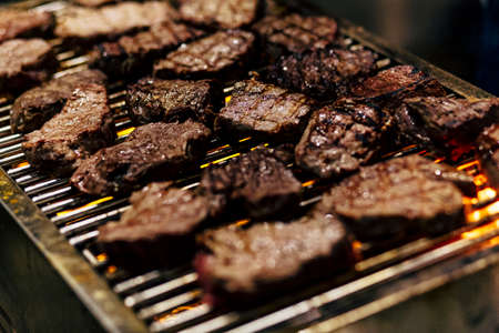 Making all kinds of red meat, fresh and raw red meat preparation.の写真素材