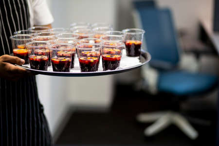 Luxury table settings for fine dining with and glassware, beautiful blurred  background. For events, weddings.の写真素材