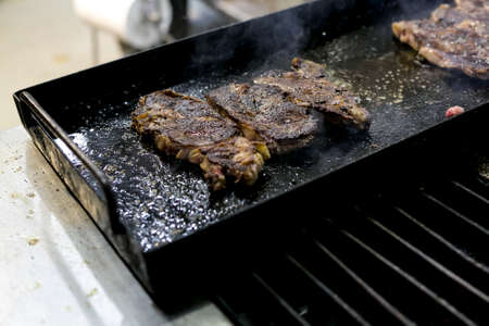 Making all kinds of red meat, fresh and raw red meat preparation.の写真素材