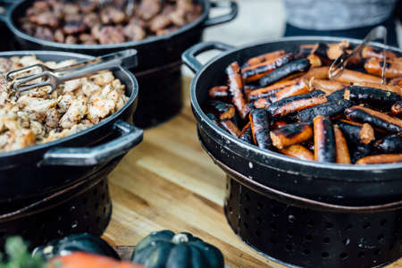 Fresh Gourmet FOOD Preparation. Luxury Kitchen dishes. Fine ingredients  and design.の写真素材